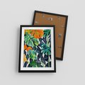 Plakat w ramie 30x40 - Tropikalne Pragnienia - akwarela, liście tropikalne - rama czarna