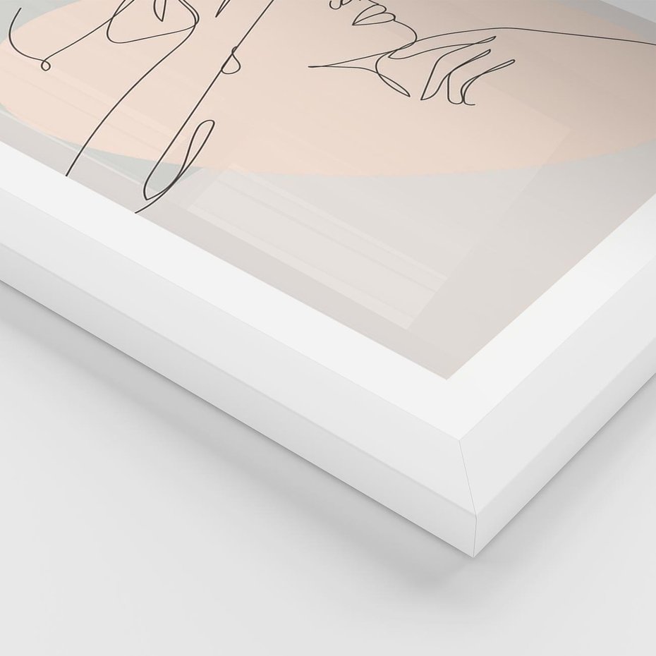 Plakat w ramie 40x50 - Twarz Kobiety w Pastelach - minimalistyczna grafika, pastelowe tłó - rama biała