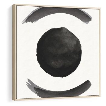 Obraz w ramie 80x80 - Bezczasowe Echo - abstrakcyjne plamy okręgi, akwarelowe - rama drewno