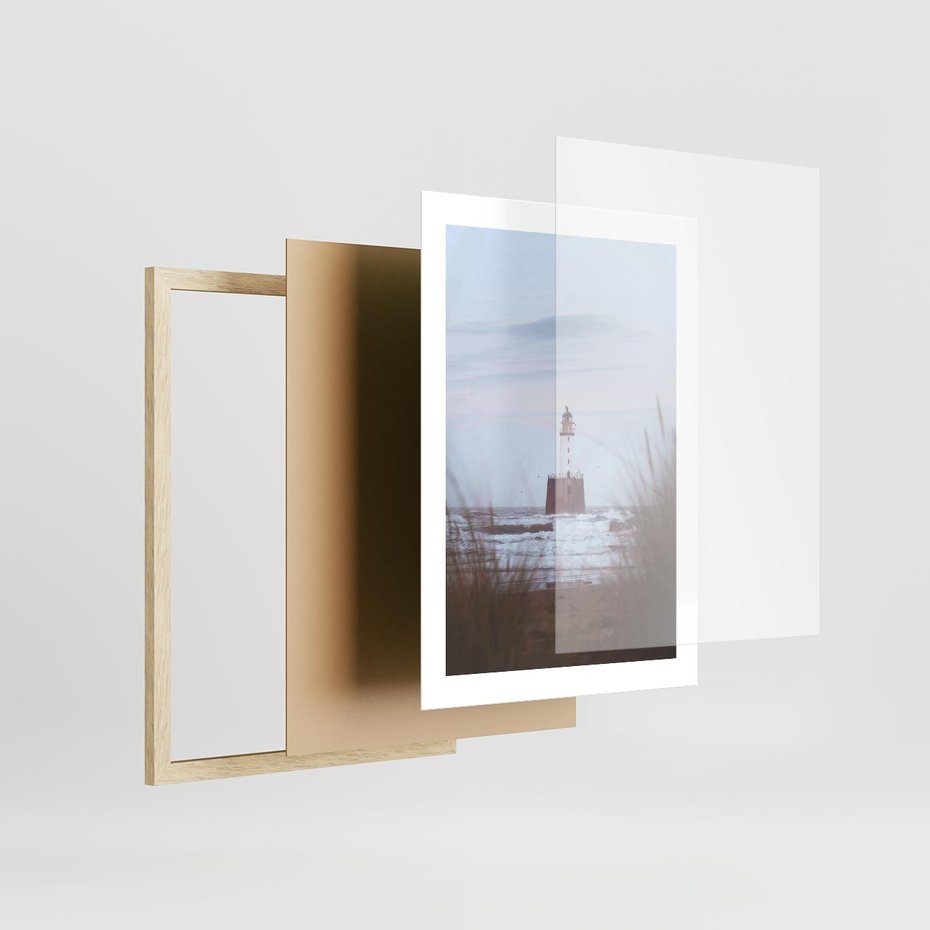 Plakat w ramie 30x40 - Magiczna Aura - latarnia, mgła - rama drewno