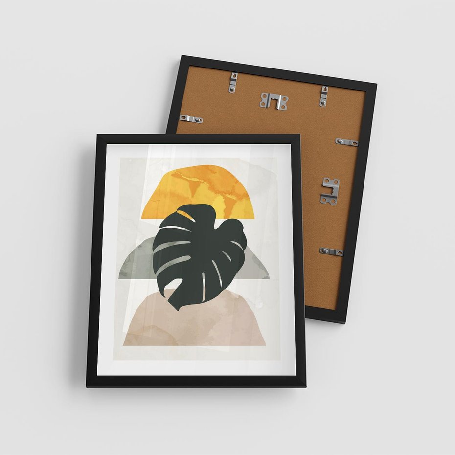Plakat w ramie 40x50 - Monstera i Boho Elementy - grafika, boho klimat - rama czarna