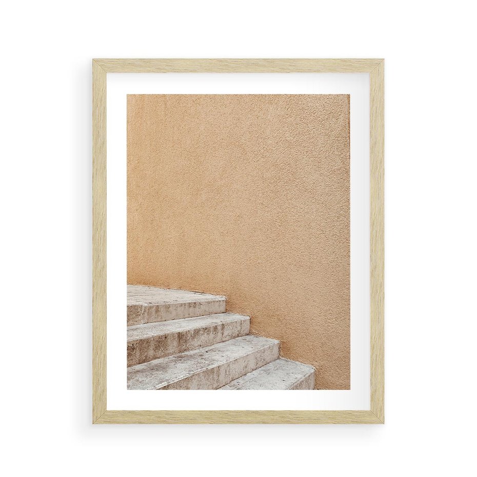 Plakat w ramie 40x50 - Schod w Beżu - schody, minimalizm - rama drewno