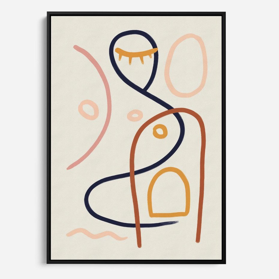 Obraz w ramie 50x70 - Mgnienie Oka - abstrakcja w stylu picasso, beżowe tło - rama czarna