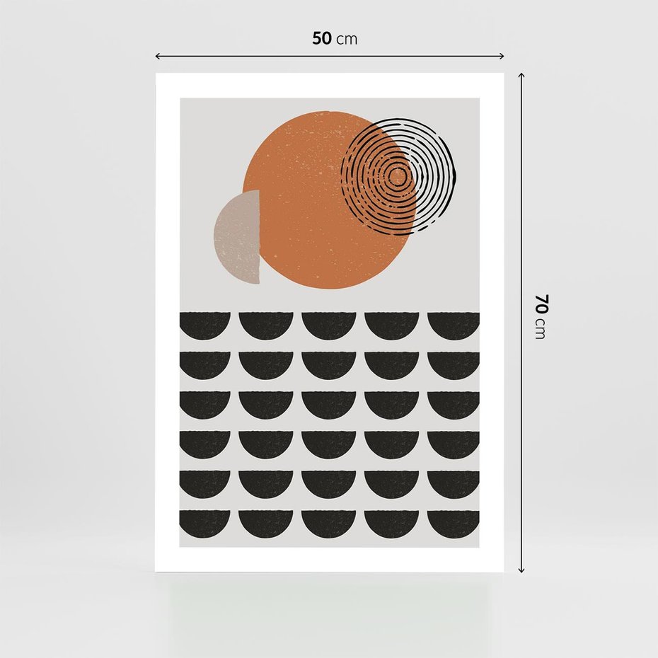 Plakat bez ramy 50x70 - Geometryczna Ekspresja - geometryczny graficzny obraz, pomarańczowe koło