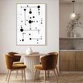 Obraz w ramie 80x120 - Nocne Zawirowania - abstrakcyjny plakat, czarne kropki i kreski - rama drewno