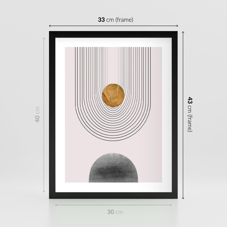 Plakat w ramie 30x40 - Geometryczny Blask - nowoczesna grafika, geometria - rama czarna