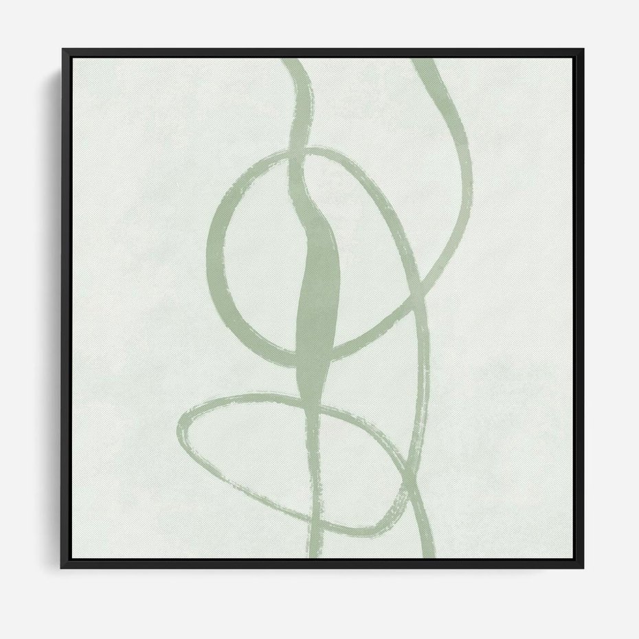 Obraz w ramie 50x50 - Zieleń Wewnętrznej Harmonii - zielona abstrakcja, zgaszona zieleń - rama czarna