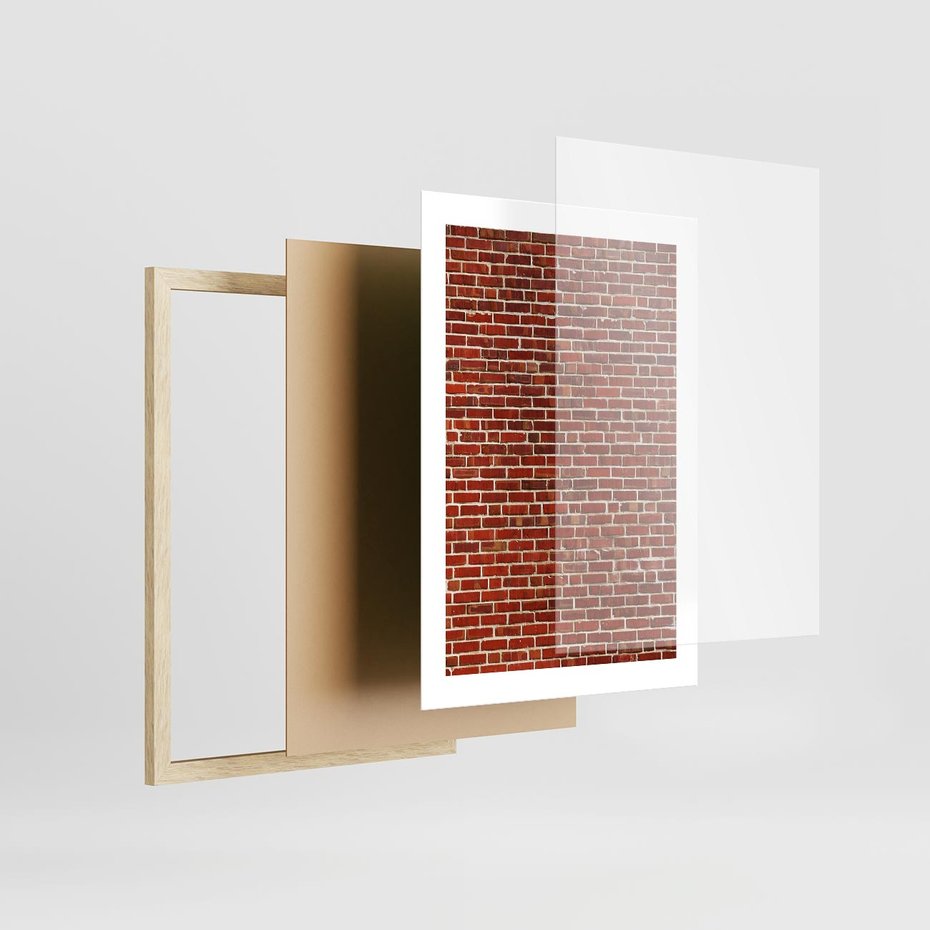Plakat w ramie 30x40 - Mur z Cegieł - cegły, mur - rama drewno