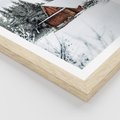 Plakat w ramie 30x40 - Ujęcie zimy w Górach - domek w górach w zimie, śnieg - rama drewno