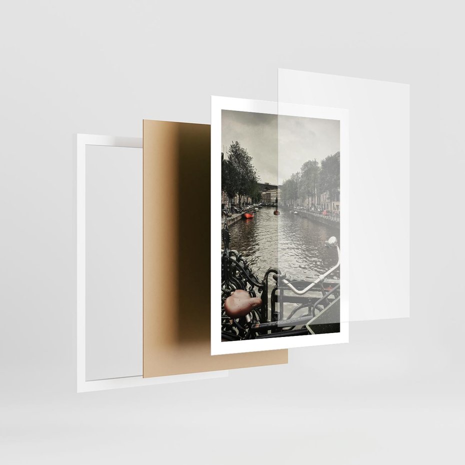 Plakat w ramie 50x70 - Miasto na Wodzie - holenderskie kanały, amsterdam - rama biała