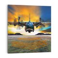 Obraz na płótnie 30x30 - Moc wojskowego transportu: Samolot na misji - samolot, wojsko