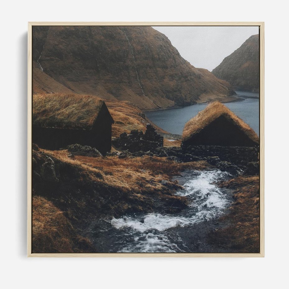 Obraz w ramie 80x80 - Spokój Natury - skandynawski, pejzaż - rama drewno