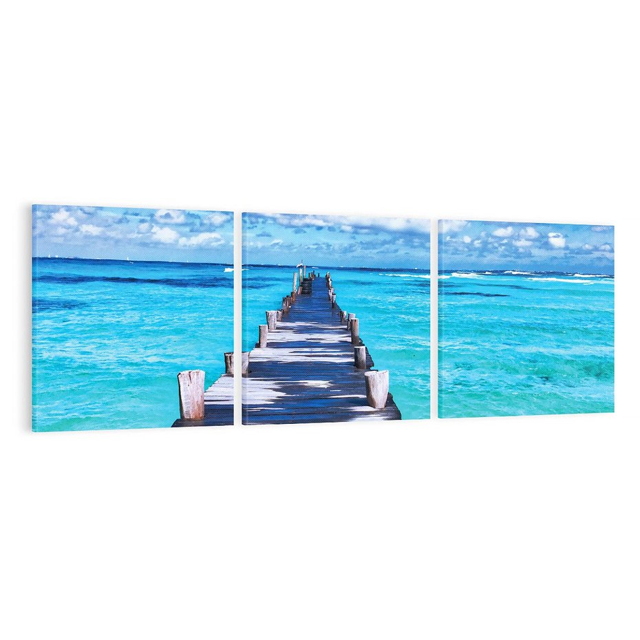 Obraz na płótnie 120x40 - Molo na Plaży Morza - molo, plaża