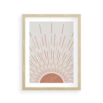 Plakat w ramie 40x50 - Słońce w Stylu Boho - słońce, grafika boho - rama drewno