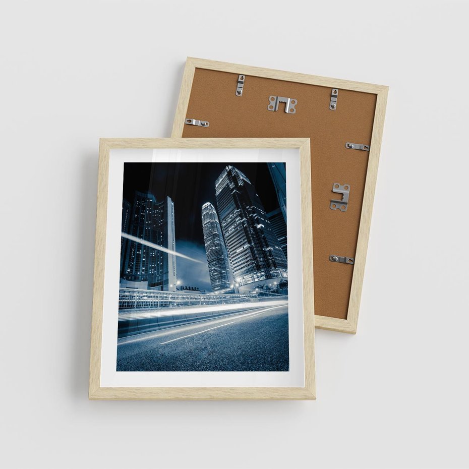Plakat w ramie 40x50 - Nocne pejzaże miasta - miasto, nocą - rama drewno