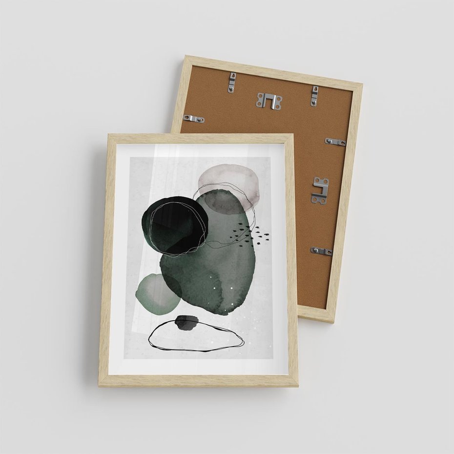 Plakat w ramie 30x40 - Abstrakcyjne Plamy w Akwareli - abstrakcyjne akwarelowe plamy - rama drewno