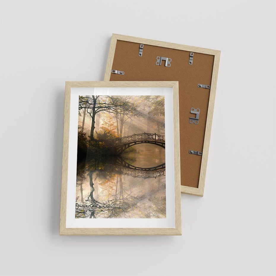 Plakat w ramie 30x40 - Romantyczny Mostek - mostek, romantyczny - rama drewno