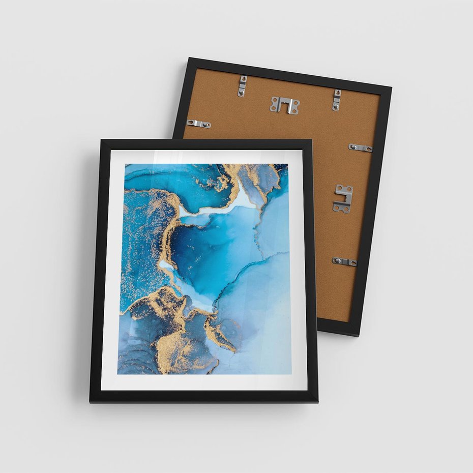 Plakat w ramie 40x50 - Elegancja i Wyrafinowanie - marmur, złoto - rama czarna