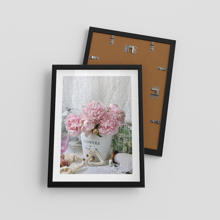 Plakat w ramie 30x40 - Miłość w powietrzu - kwiaty, romantyczne - rama czarna
