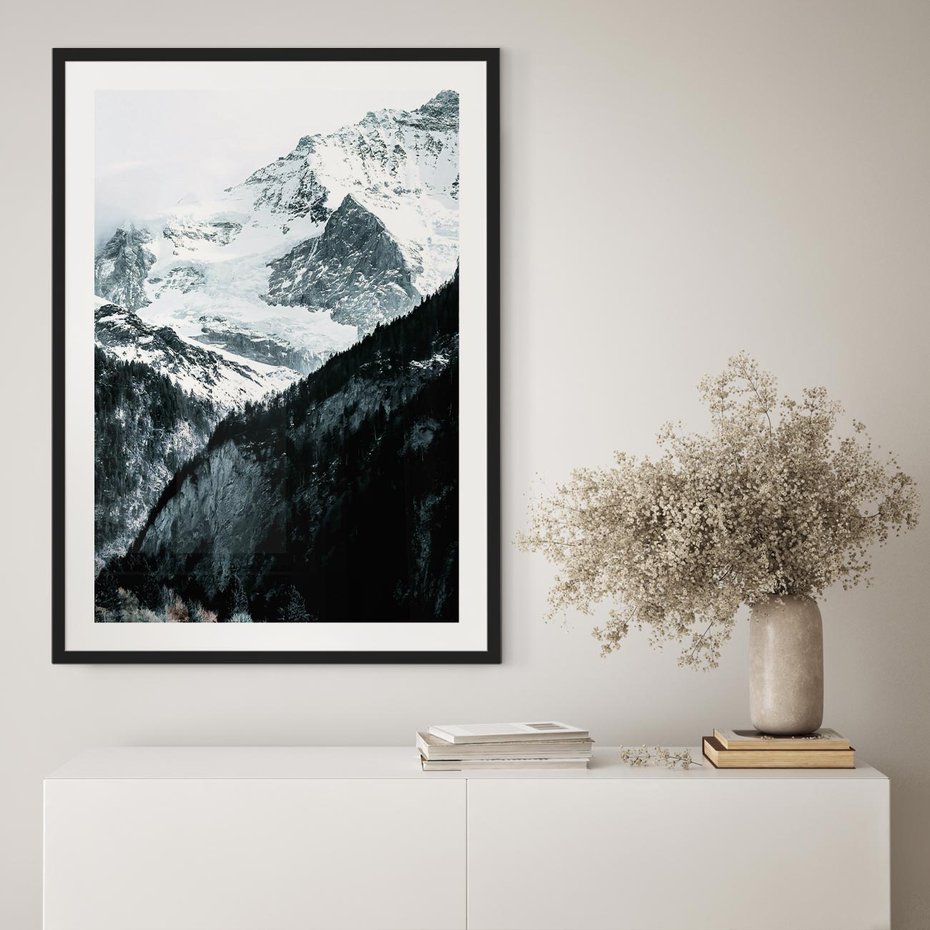 Plakat bez ramy 50x70 - Góry w Zimowym Uścisku - góry, ośnieżone szczyty