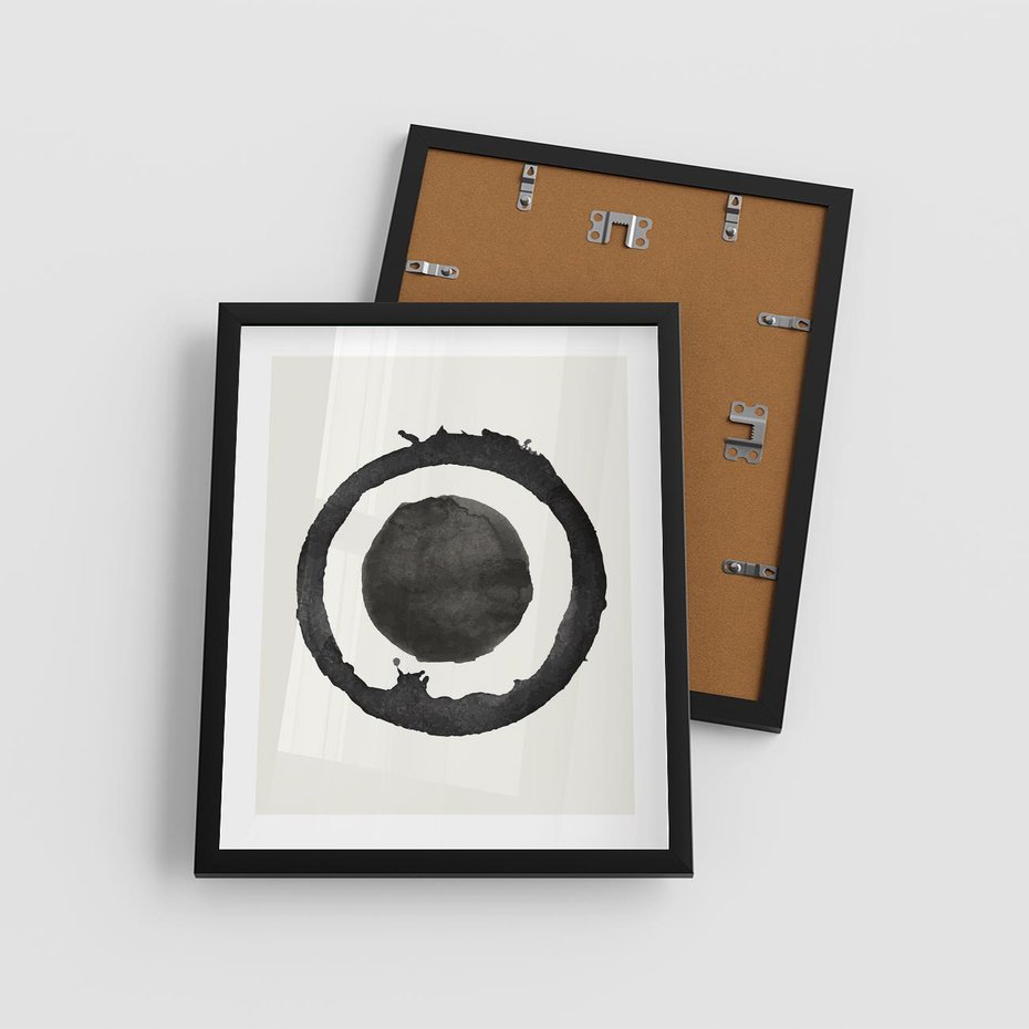 Plakat w ramie 40x50 - Harmonijne Emocje - abstrakcyjne plamy okręgi, akwarelowe - rama czarna