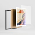 Plakat w ramie 30x40 - Pomarańczowy Horyzont - pastelowy krajobraz, nowoczesny plakat - rama czarna