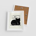 Plakat w ramie 40x50 - Czarny Kot: Prosta Elegancja - grafika, minimalizm - rama biała