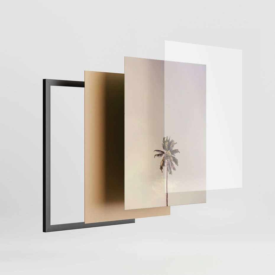 Zestaw obrazy w ramie 50x70 galeria - Tropikalne, palmy, plaża, wakacje - rama czarna