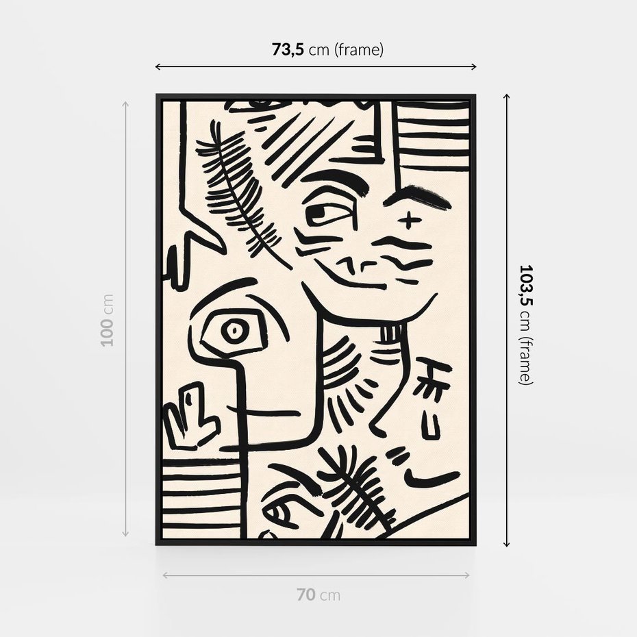 Obraz w ramie 70x100 - Ekspresyjne Odbicia Współczesności - abstrakcyjna grafika, minimalizm - rama czarna