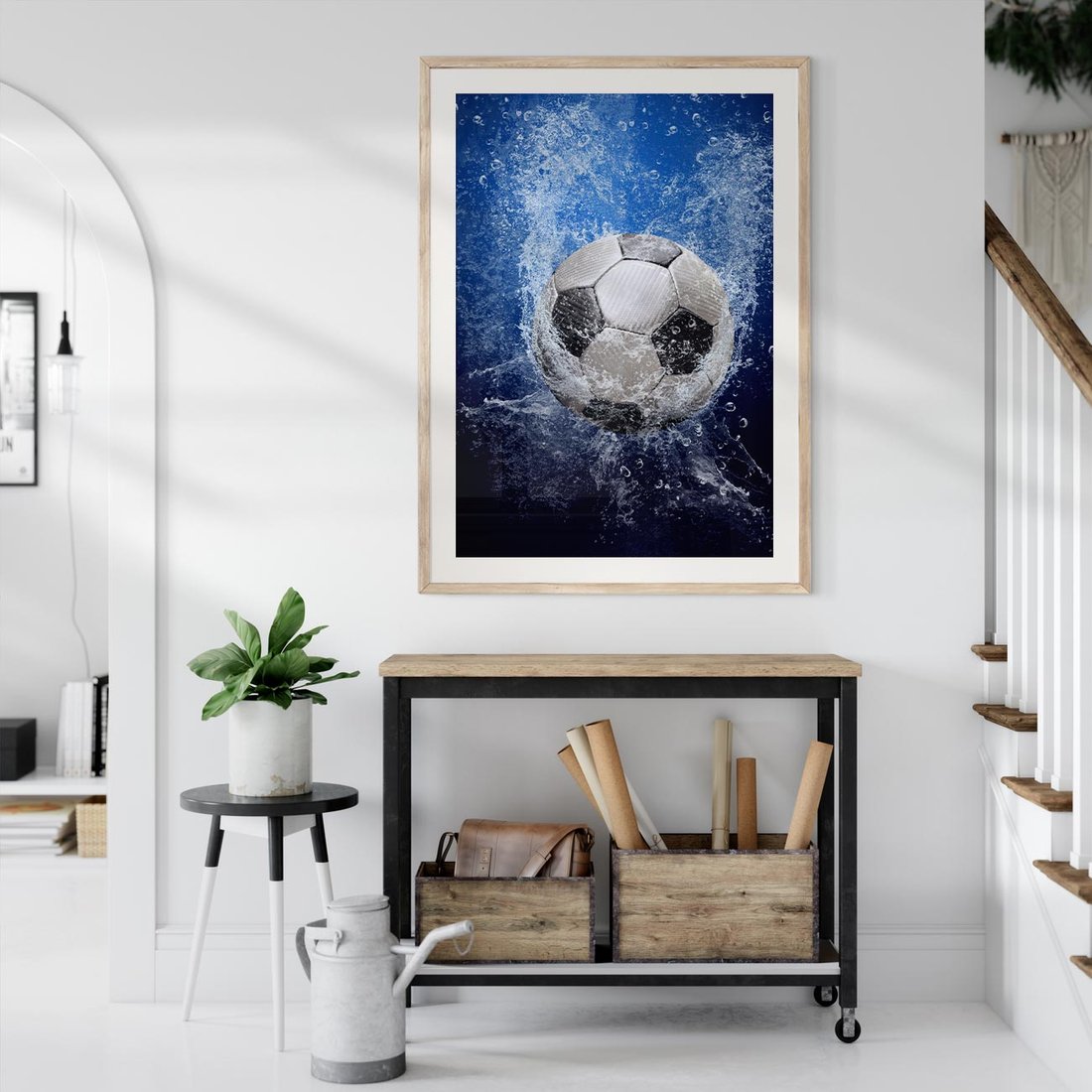 Plakat w ramie 50x70 - Młodzieżowy Zapał - piłka, młodzieżowy - rama drewno