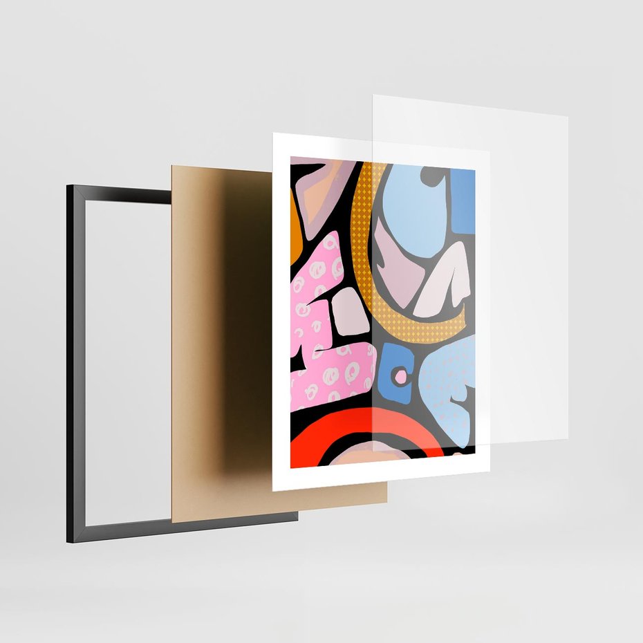 Plakat w ramie 40x50 - Kolory Komiksu - abstrakcyjne formy, komiksowy styl - rama czarna