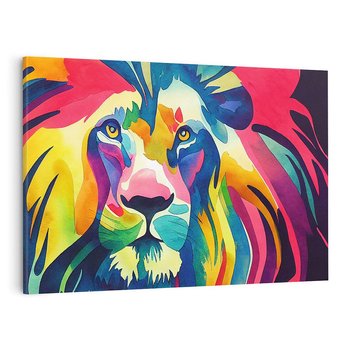 Obraz na płótnie 120x80 - Tęczowy Lew - akwarela, tęczowy lew