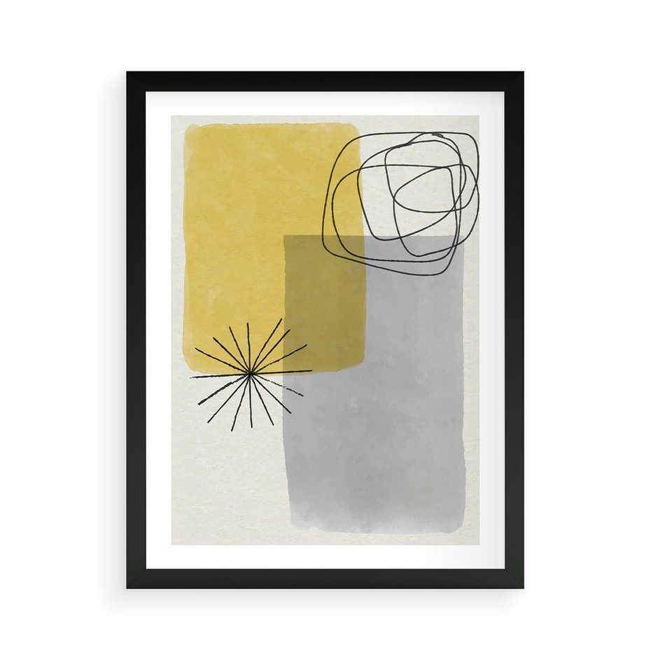 Plakat w ramie 50x70 - Rozbijające Granice Akwarel - abstrakcja, akwarelowe plamy - rama czarna