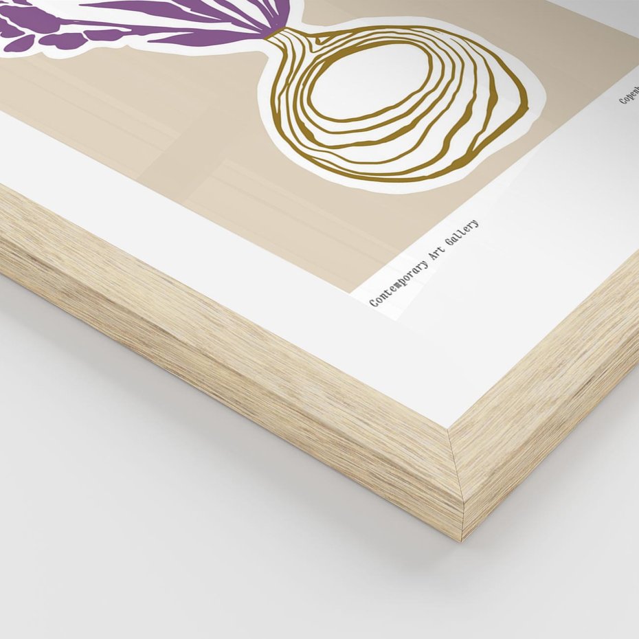 Plakat w ramie 40x50 - Migocące Anomalie - abstrakcyjne liście, kwiaty tropikalne w wazonie - rama drewno