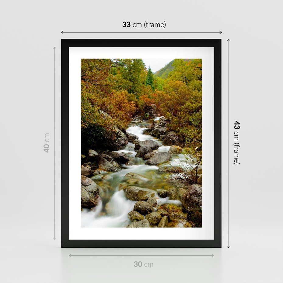 Plakat w ramie 30x40 - Śpiew Strumienia - strumień, górski - rama czarna