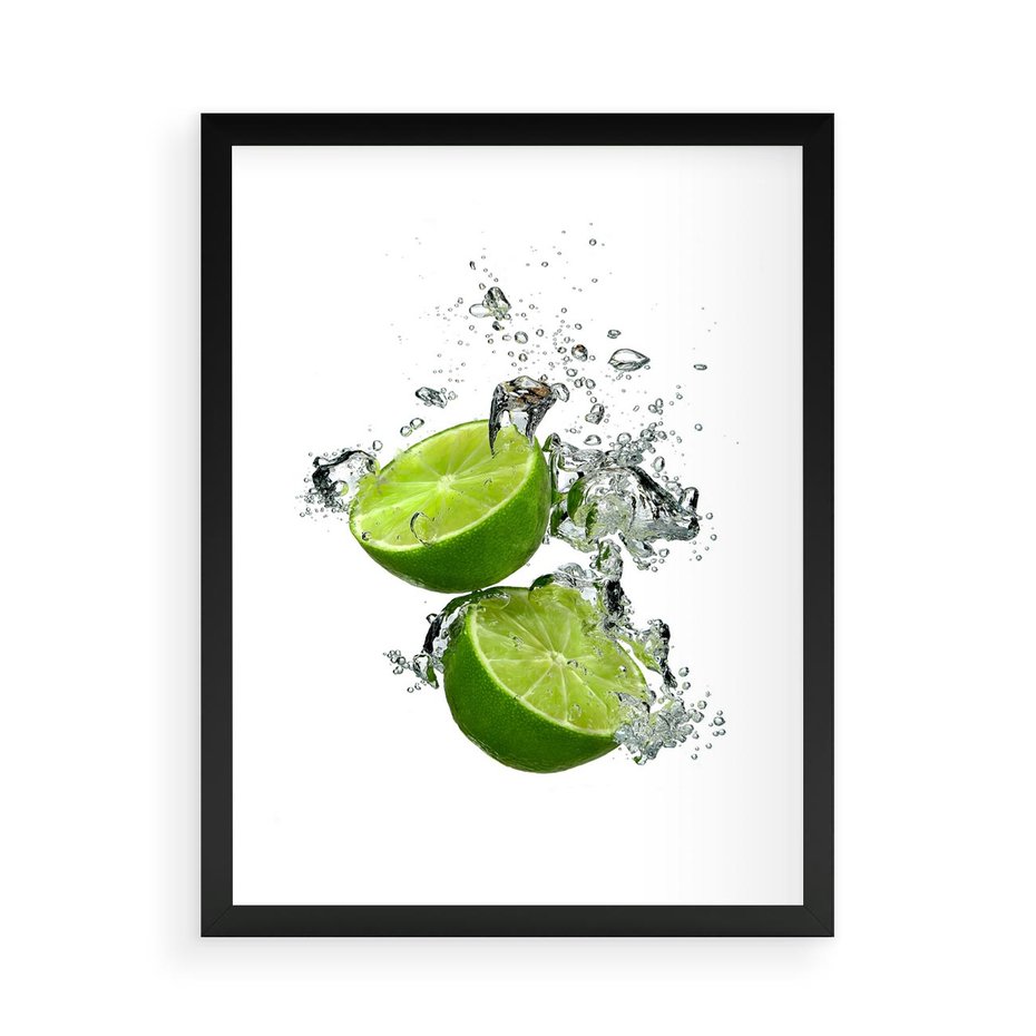 Plakat w ramie 50x70 - Kwaskowata moc limonki i cytryny - limonka, cytryna - rama czarna