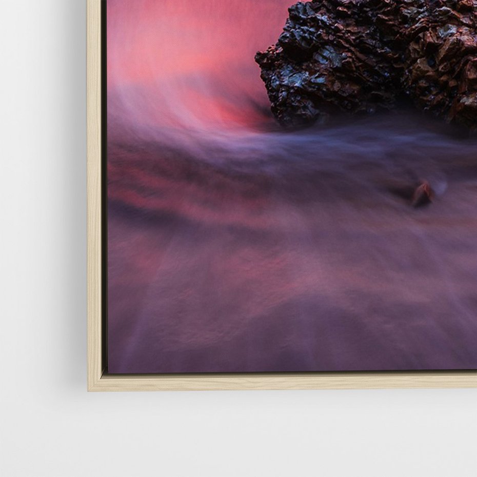 Obraz w ramie 50x70 - Zaklęty Zachód - magiczny zachód słońca, fioletowe - rama drewno