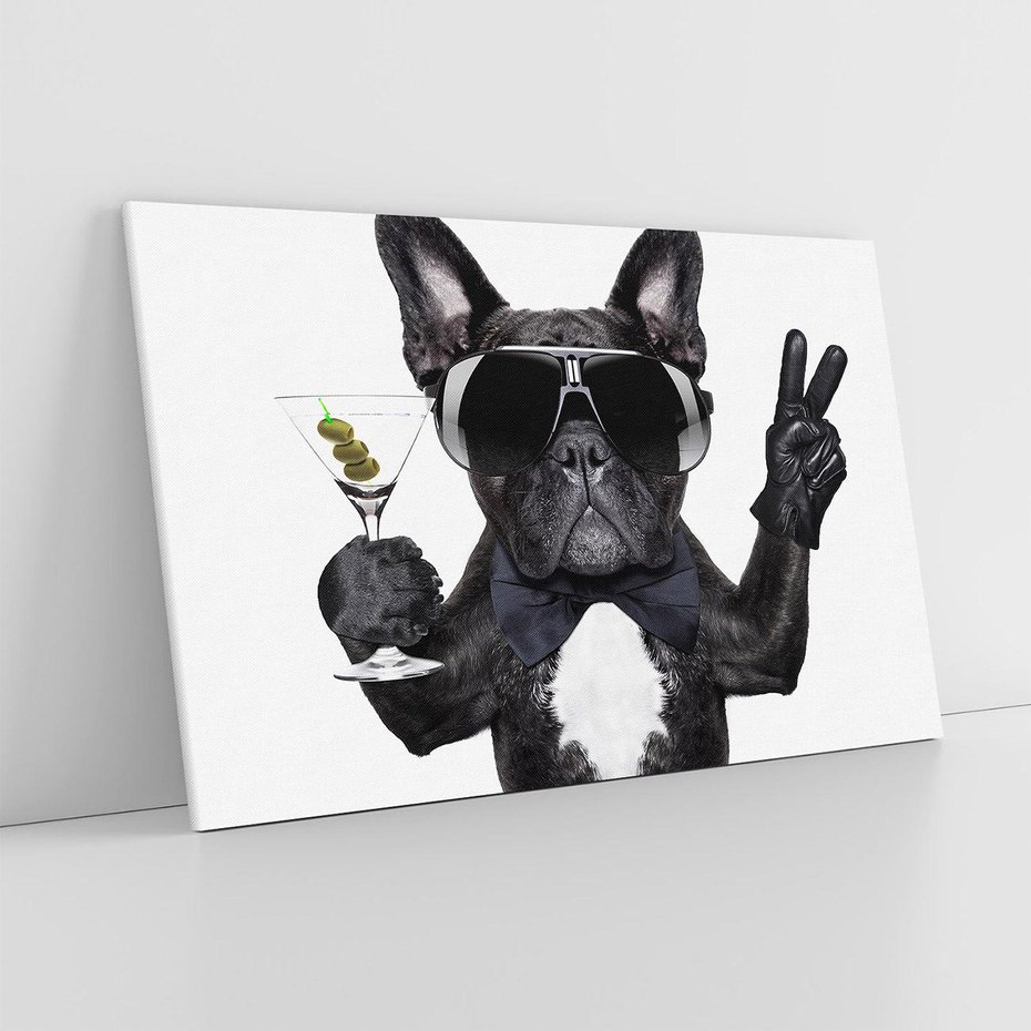 Obraz na płótnie 70x50 - Boxer Drink Zabawa - pies, boxer