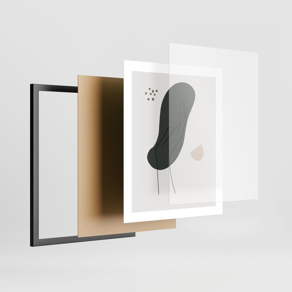 Plakat w ramie 40x50 - Tajemnicze Impulsy - szkic jedną linią, one lone - rama czarna