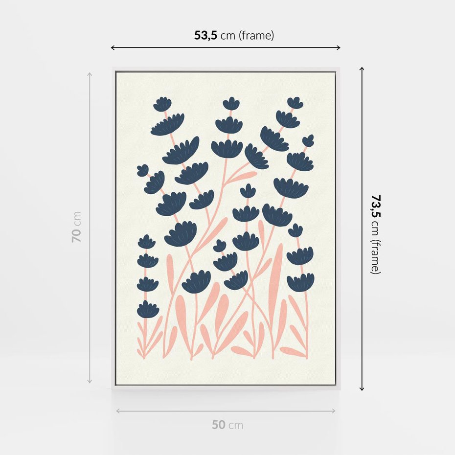 Obraz w ramie 50x70 - Migotliwe Kształty - kwiaty, rośliny - rama biała