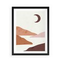 Plakat w ramie 50x70 - Księżycowa Refleksja - nowoczesna sztuka, góry - rama czarna