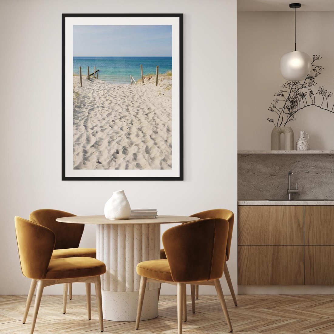 Plakat w ramie 40x50 - Harmonia plażowego morza - plaża, morze - rama czarna