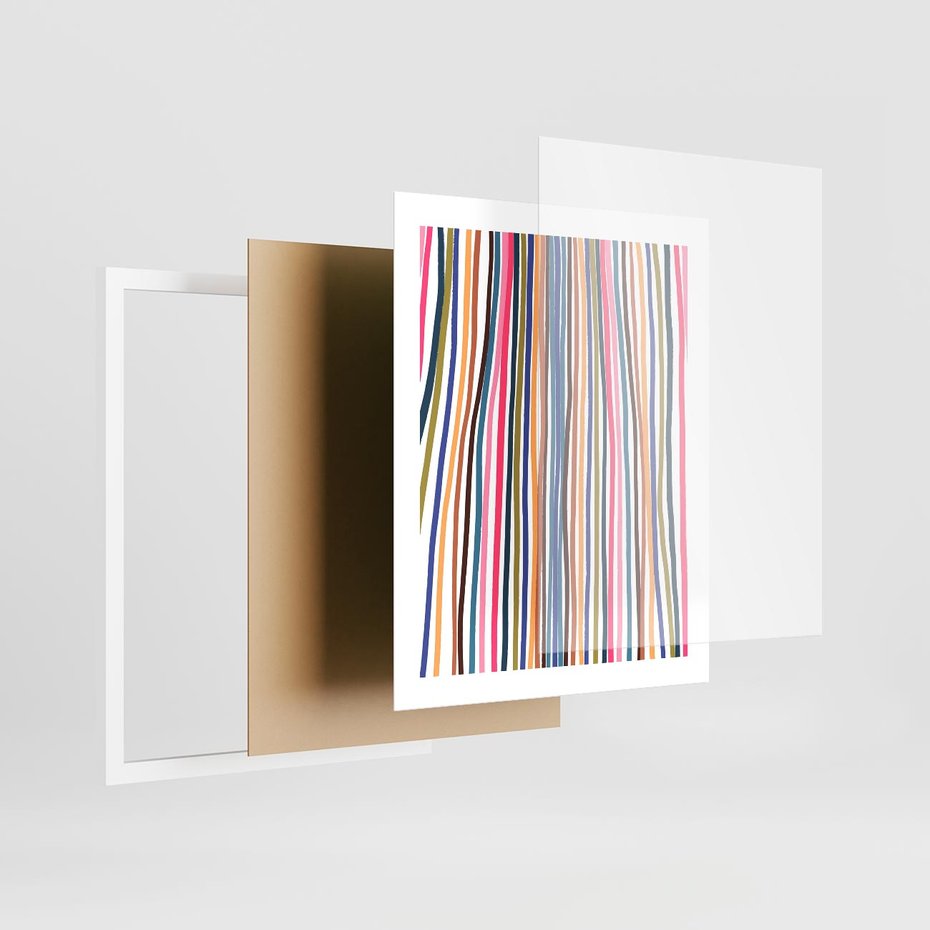 Plakat w ramie 40x50 - Energetyczne Nurtujące - kolorowe wzory, tęczowe żywe kolory - rama biała