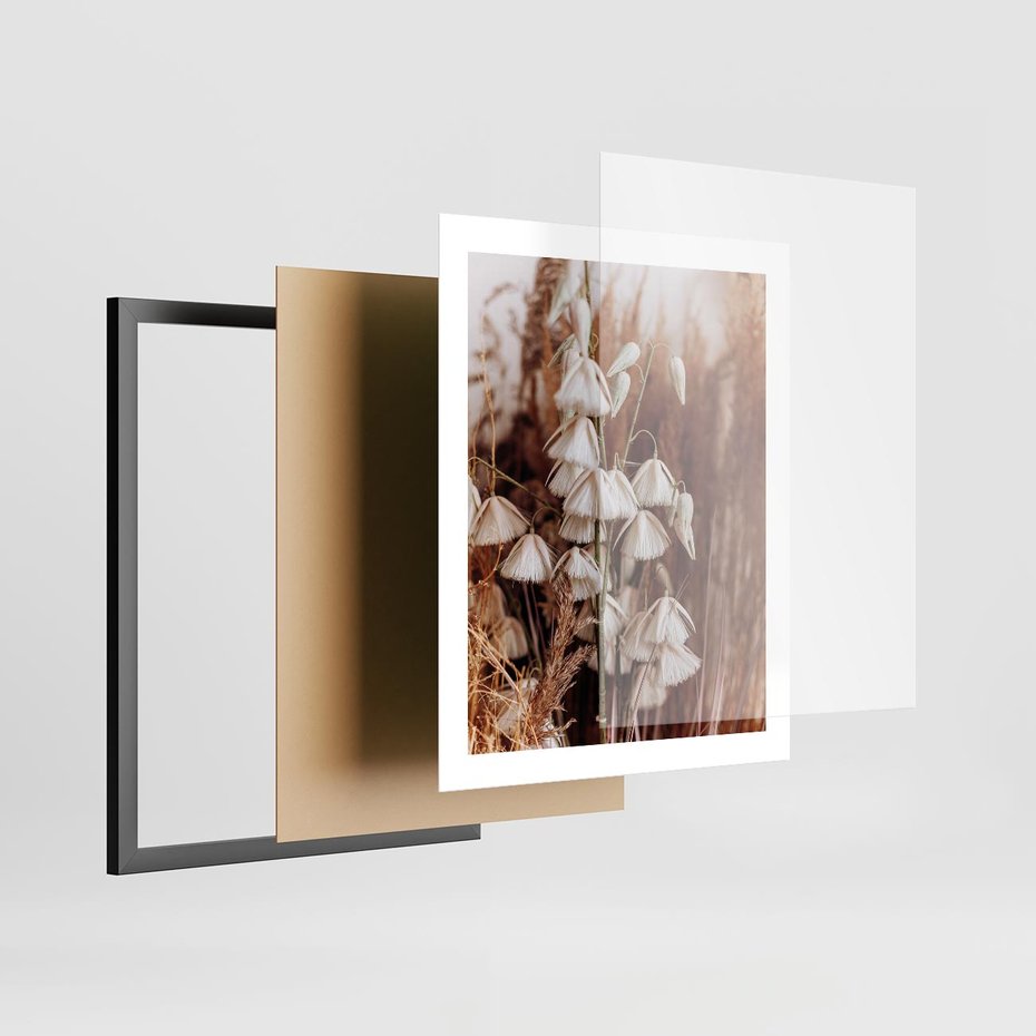 Plakat w ramie 40x50 - Boho Styl z Suchymi Trawami - suche trawy, bogo styl - rama czarna