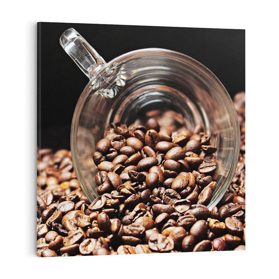 Obraz na płótnie 70x70 - Kawa ziarna pełne aromatu - kawa, ziarna