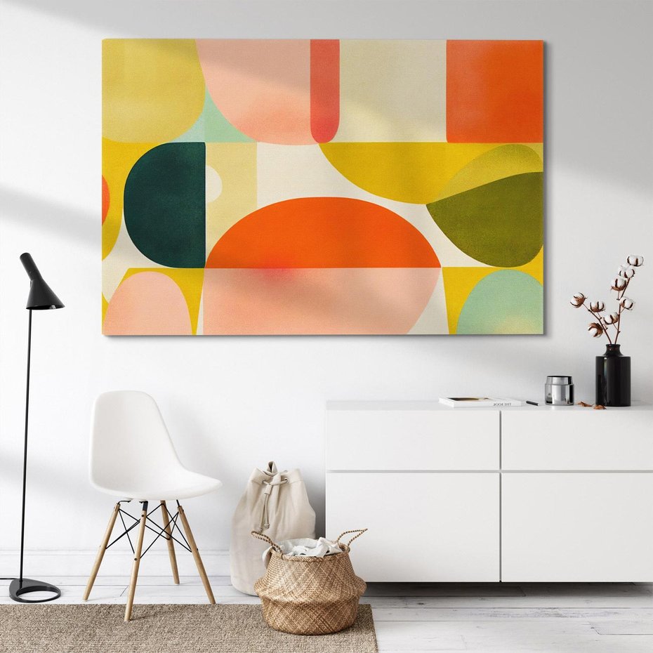 Obraz na płótnie 120x80 - Eklektyczne Oblicza - geometryczne kolorowe kształty, eksplozja kolorów