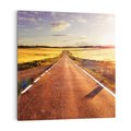 Obraz na płótnie 50x50 - Droga ku zachodowi słońca - droga, zachód