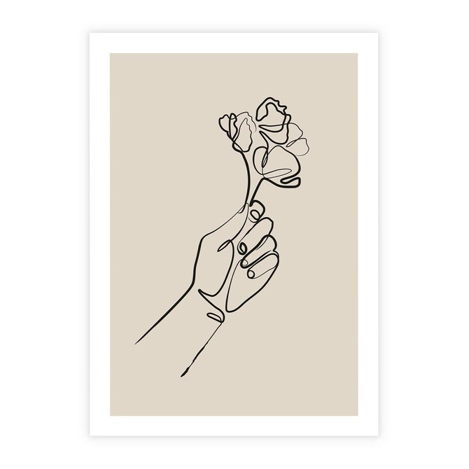 Plakat bez ramy 21x30 - Szkic Kwiatu - kwiat w dłoni, szkic