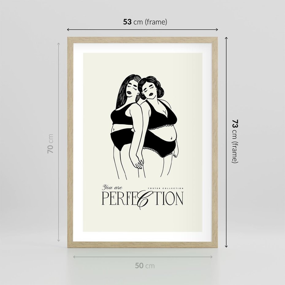 Plakat w ramie 50x70 - Siła i Wspólnota - nowoczesna sztuka kobieca, plakat - rama drewno