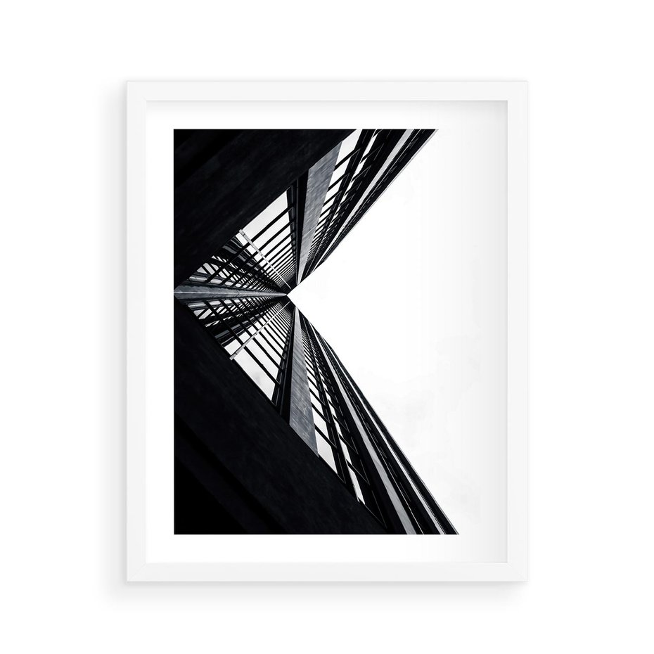 Plakat w ramie 40x50 - Nowoczesność w Linii - architektura, proste linie - rama biała